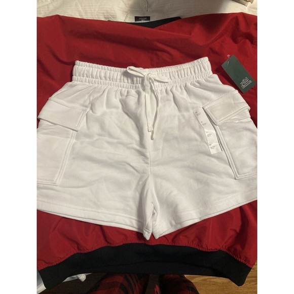 Wild Fable Pants - Wild Fable Cargo Sweat Shorts French Terry High Rise White X- SMALL